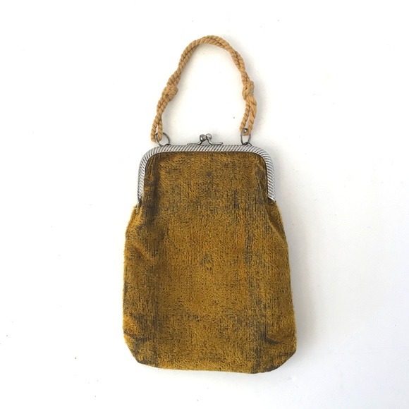 Handbags - Antique c. 1910 French Green Velvet Reticule Purse